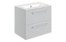 Sabanto 610mm Wall Hung 2 Drawer Basin Unit & 0TH Thin Edge Basin - Grey Gloss