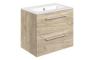 Sabanto 610mm Wall Hung 2 Drawer Basin Unit & 0TH Thin Edge Basin - Oak