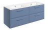 Stafford 1210mm Wall Hung 4 Drawer Basin Unit w/2TH Basin - Matt Misty Blue