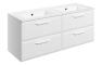 Stafford 1210mm Wall Hung 4 Drawer Basin Unit w/2TH Basin - Matt White