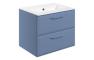 Stafford 615mm Wall Hung 2 Drawer Basin Unit w/0TH Basin - Matt Misty Blue