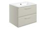 Stafford 615mm Wall Hung 2 Drawer Basin Unit w/1TH Basin - Matt Latte