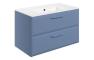Stafford 815mm Wall Hung 2 Drawer Basin Unit w/1TH Basin - Matt Misty Blue