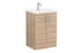 VitrA Zentrum 60cm 2 Drawer F/S Washbasin Unit - Natural Oak