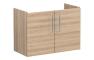 VitrA Root Flat 80cm 2 Door Wall Hung Slim Washbasin Unit - Natural Oak
