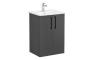 VitrA Zentrum 60cm 2 Drawer F/S Washbasin Unit - Matt Storm Grey