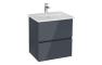 VitrA S20 Square 60cm 2 Drawer Wall Hung Basin Unit - High Gloss Anthracite