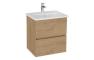 VitrA S20 Square 60cm 2 Drawer Wall Hung Basin Unit - Maple Oak