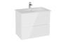 VitrA S20 Square 80cm 2 Drawer Wall Hung Basin Unit - High Gloss White