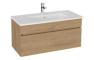 VitrA S20 Square 100cm 1 Drawer Wall Hung Basin Unit - Maple Oak