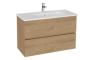 VitrA S20 Square 100cm 2 Drawer Wall Hung Basin Unit - Maple Oak