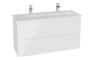 VitrA S20 Square 120cm 2 Drawer Wall Hung Basin Unit - High Gloss White