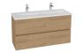 VitrA S20 Square 120cm 2 Drawer Wall Hung Basin Unit - Maple Oak