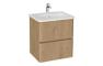 VitrA S20 Round 60cm 2 Drawer Wall Hung Basin Unit - Maple Oak