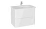 VitrA S20 Round 80cm 2 Drawer Wall Hung Basin Unit - High Gloss White