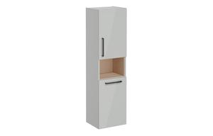 VitrA Root Flat 40cm 2 Door Semi-Tall Unit w/Laundry Basket (RH Hinge) - Shiny Pearl Grey
