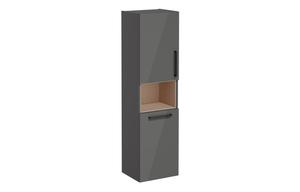 VitrA Root Flat 40cm 2 Door Semi-Tall Unit w/Laundry Basket (LH Hinge) - Anthracite High Gloss