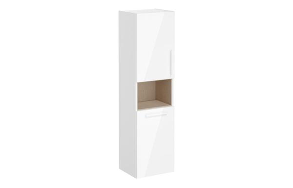 VitrA Root Flat 40cm 2 Door Semi-Tall Unit w/Laundry Basket (LH Hinge) - High Gloss White