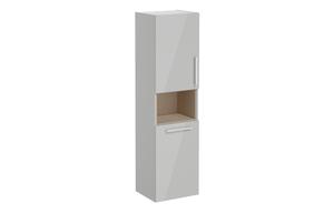 VitrA Root Flat 40cm 2 Door Semi-Tall Unit w/Laundry Basket (LH Hinge) - Shiny Pearl Grey