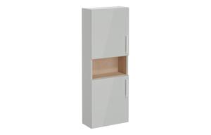 VitrA Root Flat 55cm 2 Door Semi-Tall Unit (LH Hinge) - Shiny Pearl Grey