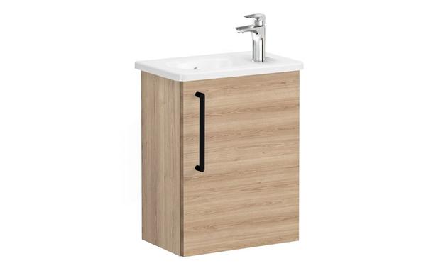 VitrA Zentrum Compact 45cm 1 Door W/H Washbasin Unit (RH Hinge) - Natural Oak