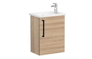 VitrA Zentrum Compact 45cm 1 Door W/H Washbasin Unit (RH Hinge) - Natural Oak