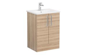 VitrA Zentrum 60cm 2 Drawer F/S Washbasin Unit - Natural Oak