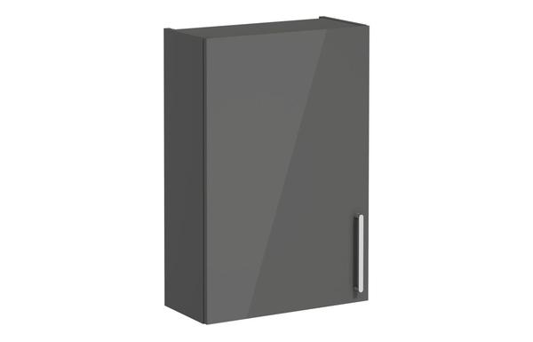 VitrA Root Flat 60cm 1 Door Upper/Wall Unit (LH Hinge) - Anthracite High Gloss