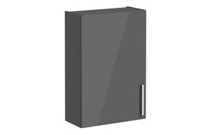 VitrA Root Flat 60cm 1 Door Upper/Wall Unit (LH Hinge) - Anthracite High Gloss