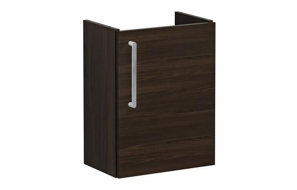VitrA Root Flat 40cm 1 Door Wall Hung Slim Washbasin Unit (RH Hinge) - Walnut