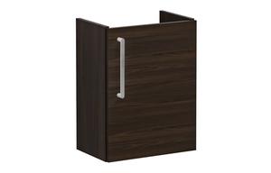 VitrA Root Flat 40cm 1 Door Wall Hung Slim Washbasin Unit (RH Hinge) - Walnut