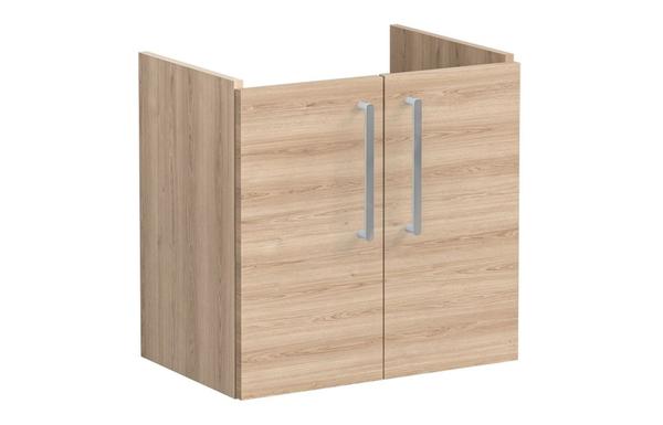 VitrA Root Flat 60cm 2 Door Wall Hung Slim Washbasin Unit - Natural Oak