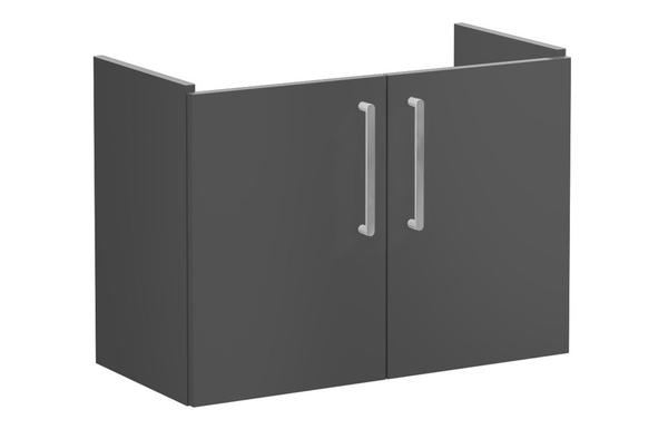 VitrA Root Flat 80cm 2 Door Wall Hung Slim Washbasin Unit - Matt Storm Grey