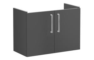 VitrA Root Flat 80cm 2 Door Wall Hung Slim Washbasin Unit - Matt Storm Grey