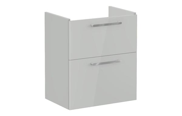 VitrA Root Flat 60cm 2 Drawer Slim Washbasin Unit - Shiny Pearl Grey