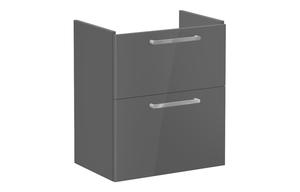 VitrA Root Flat 60cm 2 Drawer Slim Washbasin Unit - Anthracite High Gloss