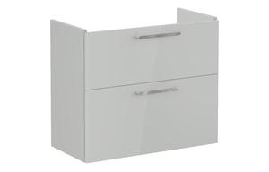 VitrA Root Flat 80cm 2 Drawer Slim Washbasin Unit - Shiny Pearl Grey