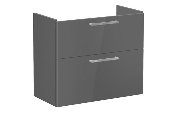 VitrA Root Flat 80cm 2 Drawer Slim Washbasin Unit - Anthracite High Gloss