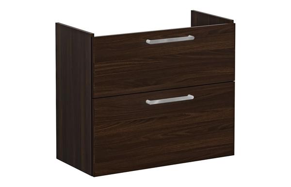VitrA Root Flat 80cm 2 Drawer Slim Washbasin Unit - Walnut