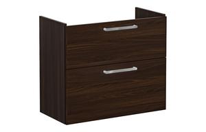 VitrA Root Flat 80cm 2 Drawer Slim Washbasin Unit - Walnut