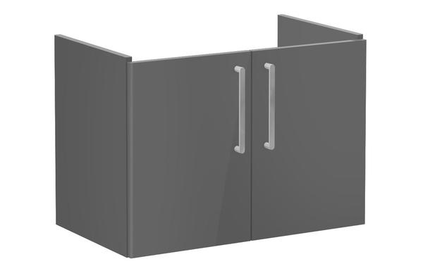 VitrA Root Flat 80cm 2 Door Wall Hung Washbasin Unit - Anthracite High Gloss