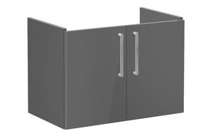 VitrA Root Flat 80cm 2 Door Wall Hung Washbasin Unit - Anthracite High Gloss
