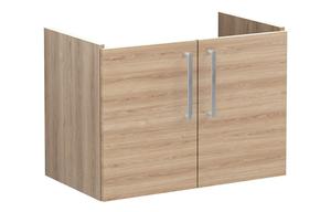 VitrA Root Flat 80cm 2 Door Wall Hung Washbasin Unit - Natural Oak