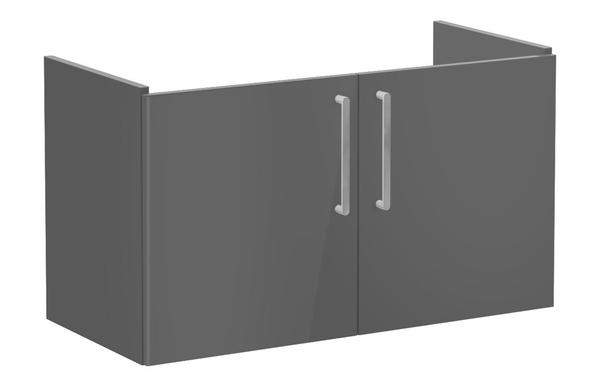 VitrA Root Flat 100cm 2 Door Washbasin Unit - Anthracite High Gloss