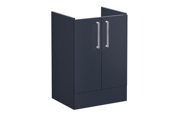 VitrA Root Flat 60cm 2 Door Floor Standing Washbasin Unit - Matt Dark Blue