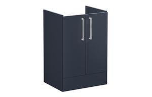 VitrA Root Flat 60cm 2 Door Floor Standing Washbasin Unit - Matt Dark Blue