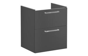VitrA Root Flat 60cm 2 Drawer Washbasin Unit - Matt Storm Grey