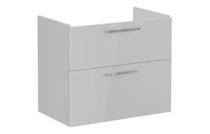 VitrA Root Flat 80cm 2 Drawer Washbasin Unit - Shiny Pearl Grey