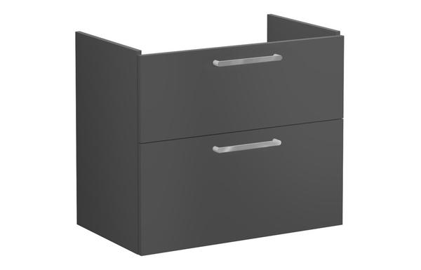 VitrA Root Flat 80cm 2 Drawer Washbasin Unit - Matt Storm Grey