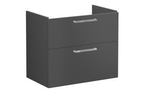 VitrA Root Flat 80cm 2 Drawer Washbasin Unit - Matt Storm Grey